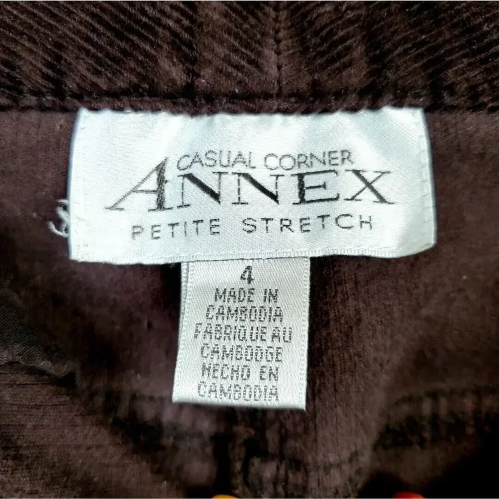 Women 90s Y2K Brown Straight Leg Fine Corduroy Pant 4P Country Fall Cabincore